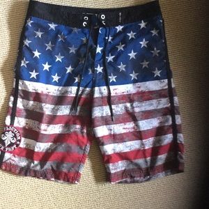 Affliction Men’s Flag Swim Shorts 32” Waist